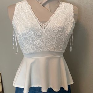 Stretch Lace Peplum Top Size Large